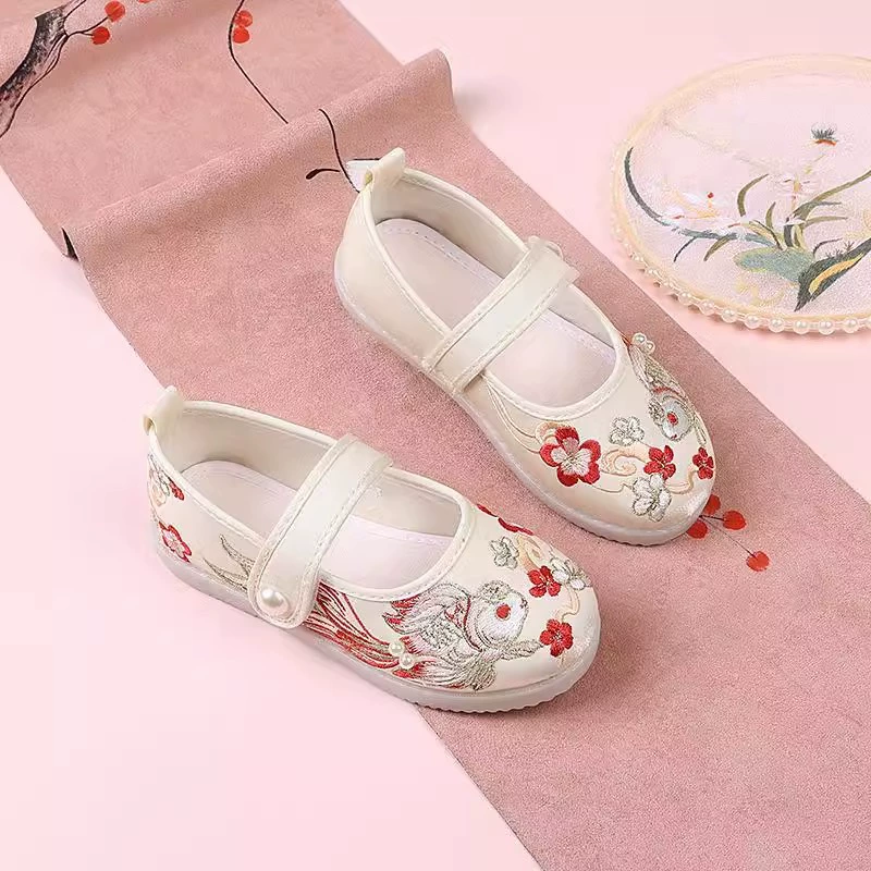 Наклейка туфли для девочек Hanfu новые детские вышитые туфли