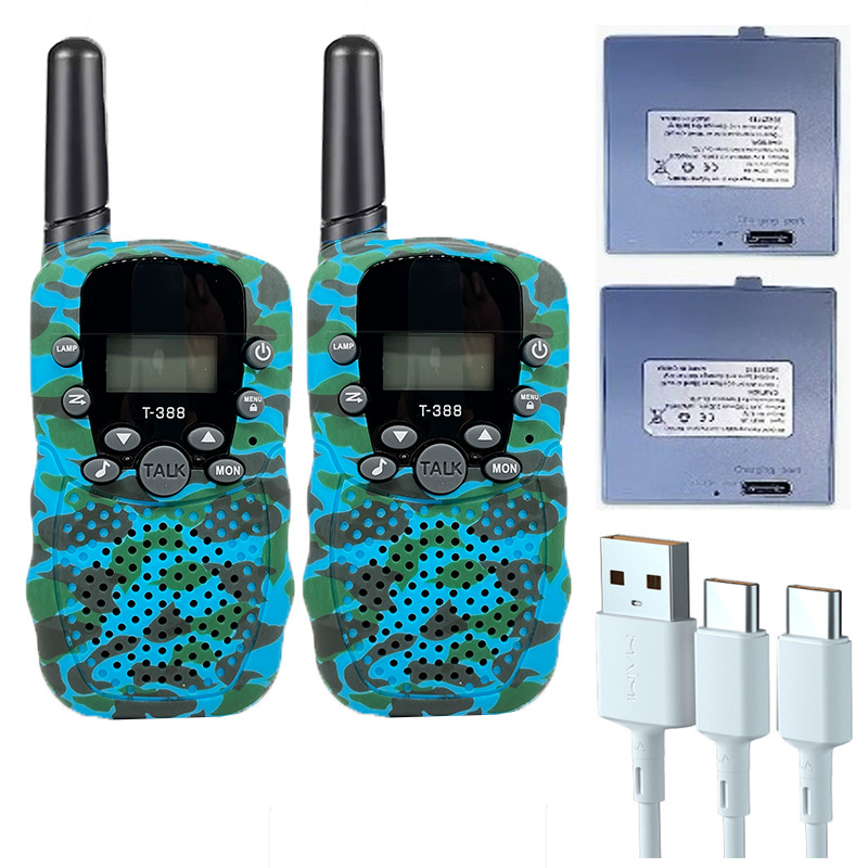 Spot Amazon producto transfronterizo T388 walkie-talkie para niños, walkie-talkie de juguete, teléfono inalámbrico de mano, se puede pedir LOGO