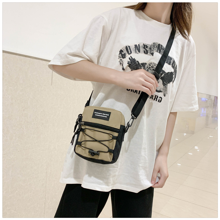 67g Weight Zipper Closure Type Single Shoulder Strap Strap Type Crossbody Bag Bags Type Nylon Material Letter Pattern Streetwear Style Square Shape Khaki, Light Grey, White, Black Color Small Size Small Nylon Letter Streetwear Square Zipper Crossbody Bag 23