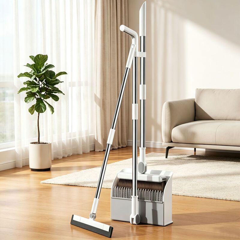 Foldable hand comb, broom, and dustpan set, 2026 new model, three-piece broom and floor scraper set, does not catch hair Foldable hand comb, broom, and dustpan set, 2026 new model, three-piece broom and floor scraper set, does not catch hair