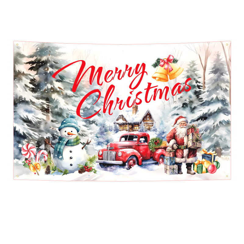 Amazonクロスボーダー新しいクリスマスカプレットドアカーテンお祭り雰囲気アレンジメントクリスマスフラッグ背景布バナー|undefined
