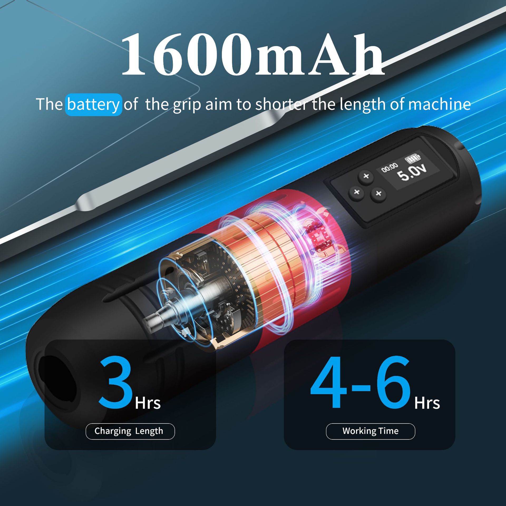 Pen de batería inalámbrica transfronteriza pantalla LED máquina de tatuaje de corte de alambre todo en uno máquina de motor de tatuaje conjunto de equipos de tatuaje