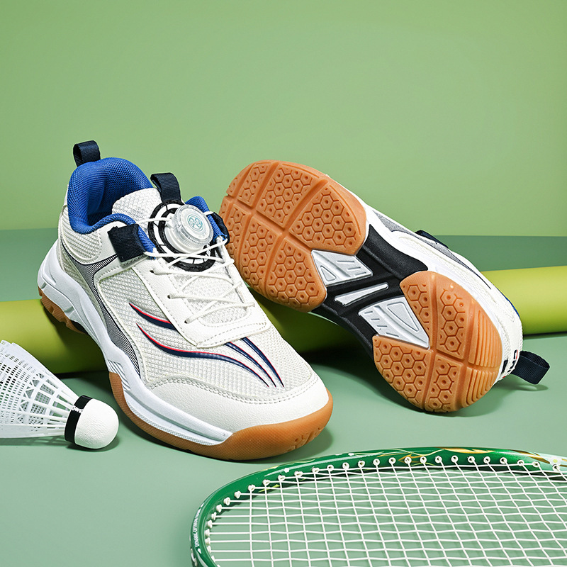 Children's Professional Badminton Shoes Swivel Buckle Boys' Lightweight Breathable Tennis Shoes Girls' Non-Slip Wear-Resistant Sports Shoes