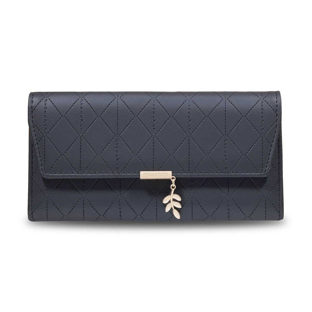 Long folding wallet, quilted design, capacious, multiple colors