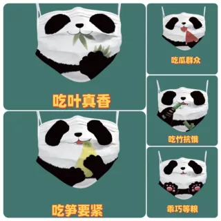 一次性成人口罩儿童亲子熊猫吃竹抗饿三层防护工厂直发支持跨境
