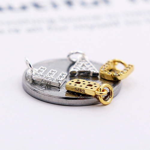 S925 sterling silver micro-paved zircon 26 English letter pendant pendant DIY jewelry accessories twenty-six letter pendant