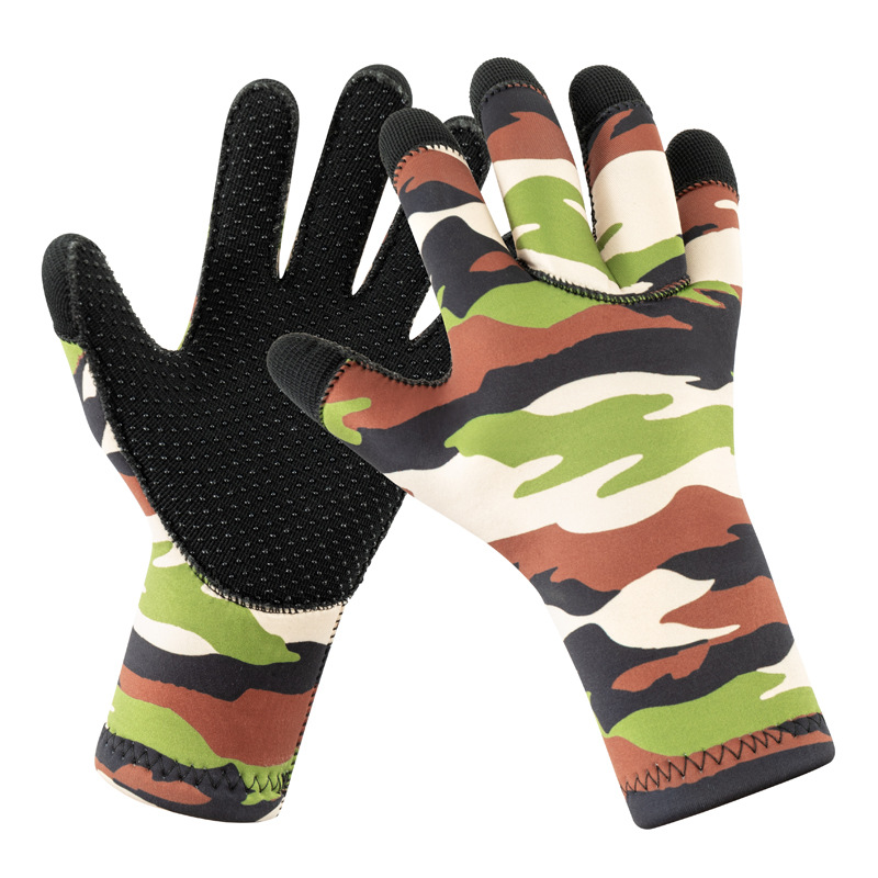 Camouflage 3mm Neoprene Diving Gloves For Men Non-slip Warmth_voghion.com