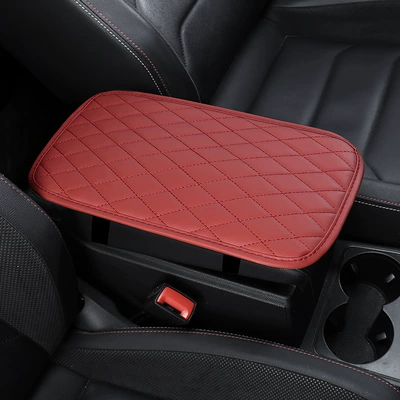 Armrest box pad, Armrest Box Pad with Storage - wine-red