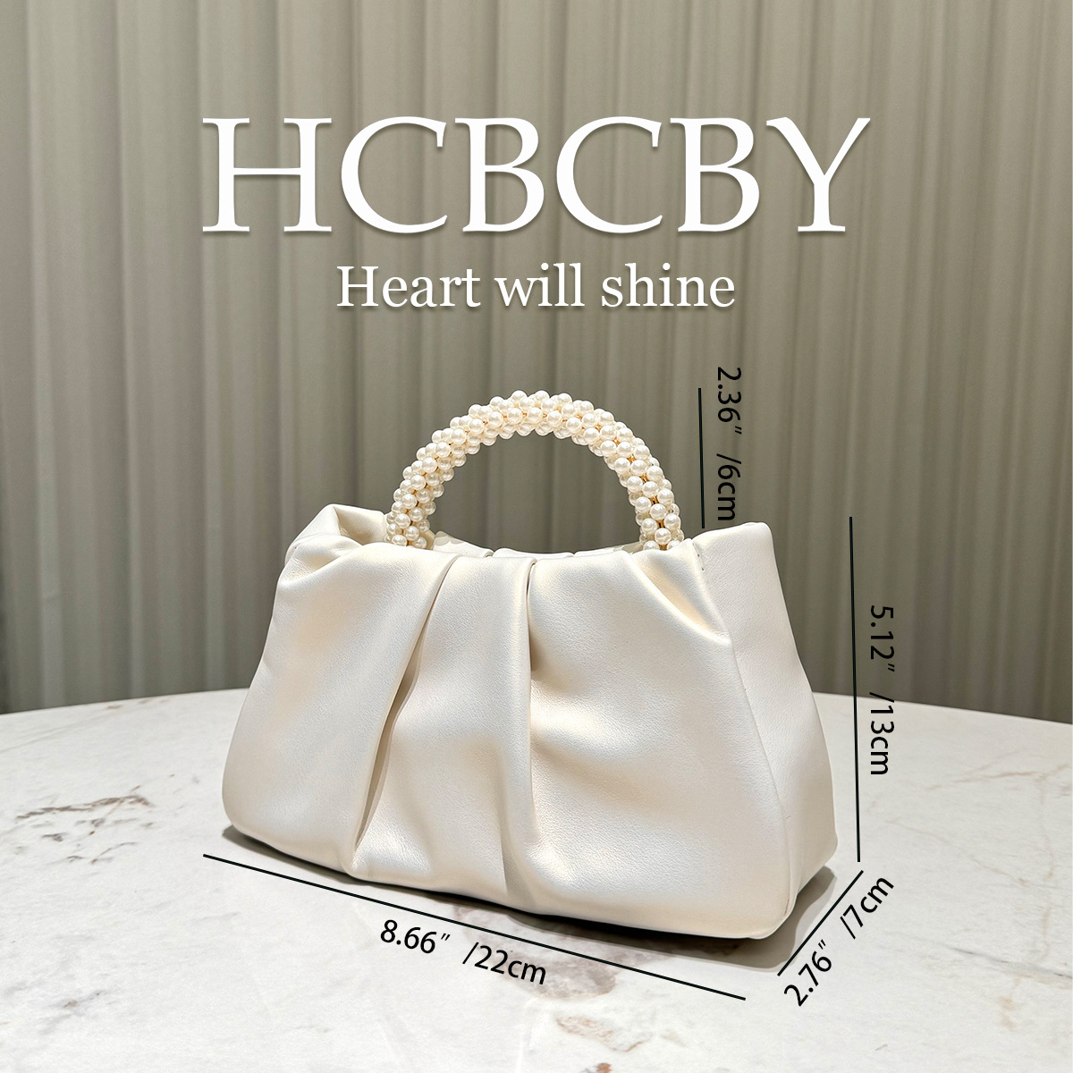 Perlmuttweiße High-End-Abendtasche mit Perlenbesatz, Wolkentasche, modische und elegante Damenhandtasche_voghion.com