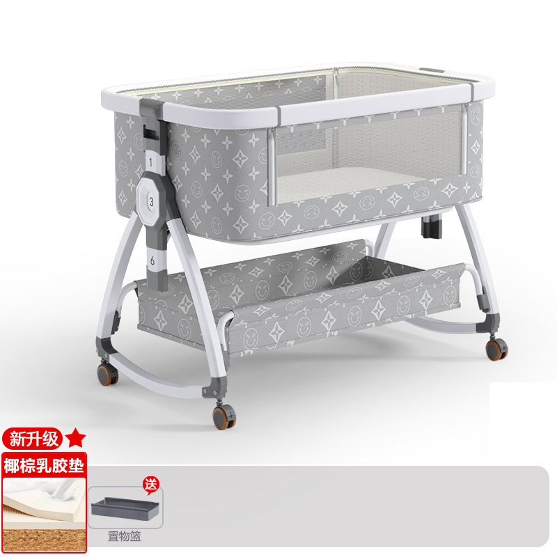 Cuna de bebé recién nacido cama costura Cama grande Baby Shaker BB cama de los niños cuna cama multifuncional móvil plegable image 15