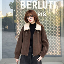 厚款加绒大码保暖皮衣外套女潮2020冬季羊羔毛皮毛一体宽松皮夹克