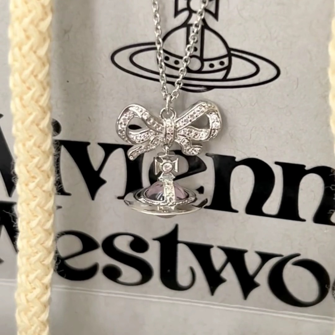 new pearldays gold silver pink zircon orb bow three-dimensional planet earrings necklace