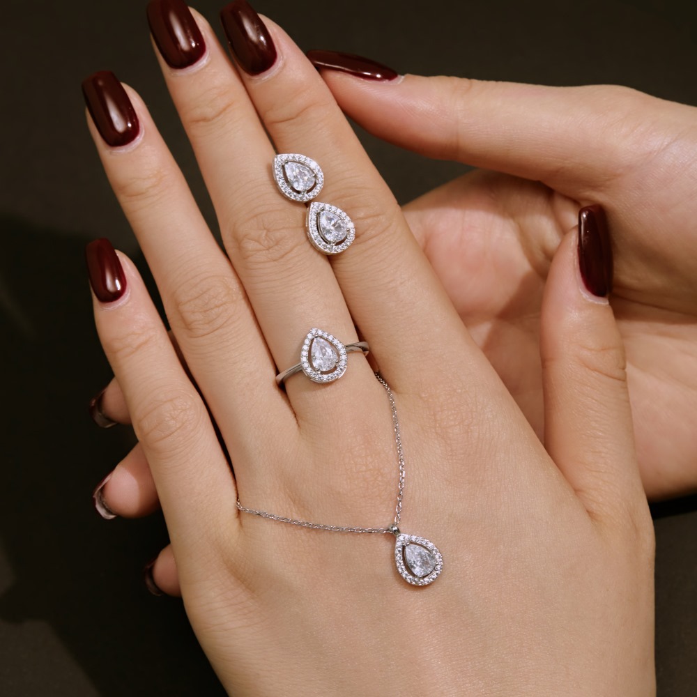 Jewelry Set Classification Casual Simple Style Streetwear Water Droplets Sterling Silver Plating Zircon Women's Jewelry Set