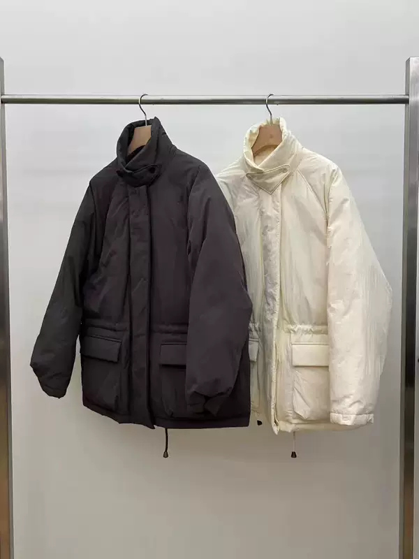 Зимняя куртка из Южной Кореи, пуховик oversize, с капюшоном-стрункой, тренд сезона