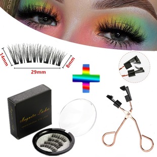 Cross-border explosions 4 magnetic false eyelashes 3D quantum magnet eyelashes glue-free reusable factory outlets