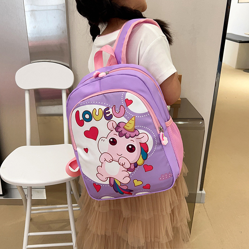 Mochila infantil transfronteriza de aspecto alto de 2 a 7 años 2023 nueva mochila de jardín de infantes para niñas unicornio para la temporada escolar