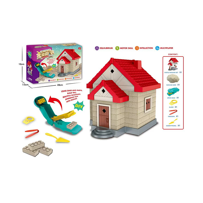 Escena de bricolaje para niños, casa, castillo, construcción de espacio tridimensional, arena, manos no pegajosas, playa para bebés, juguetes educativos de arena