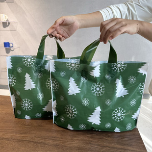 Christmas Green Thickened Plastic Gift Clothing Store Packing Handbag Thickened Shopping Packing Festive