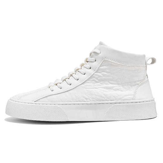 Canvas Men's Shoes Autumn High-top All-match Casual Pure White Sneakers Youth Sports Thick Sole Mid-top White Trendy Shoes