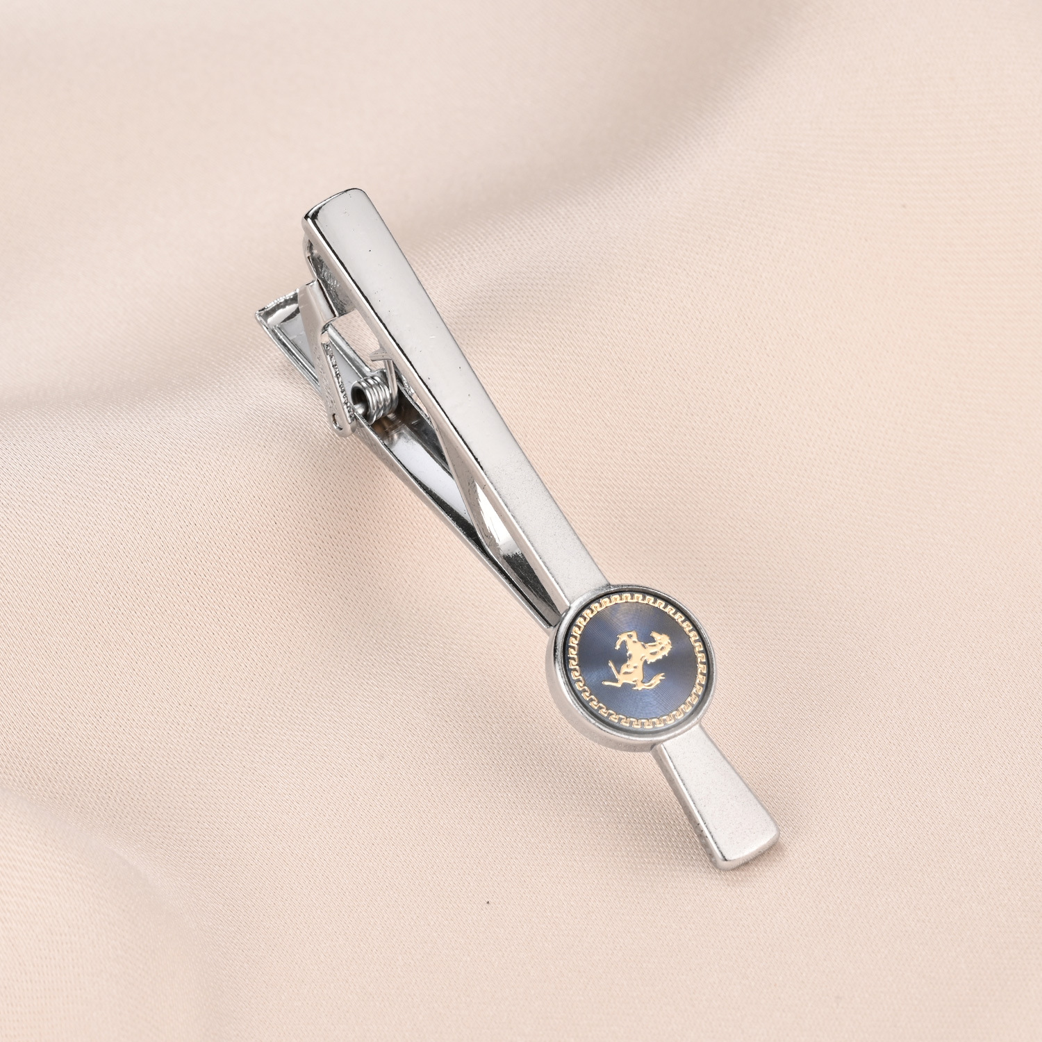 Dai Li Men's Business Suit Tie Clip Silver Round Horse Pattern Tie Clip High-end Tie Clip Cross-border Explosions