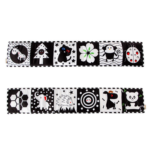 Children's black and white bedside cloth book baby chew early education fence three-dimensional book 0-1 year old baby educational toys cross-border