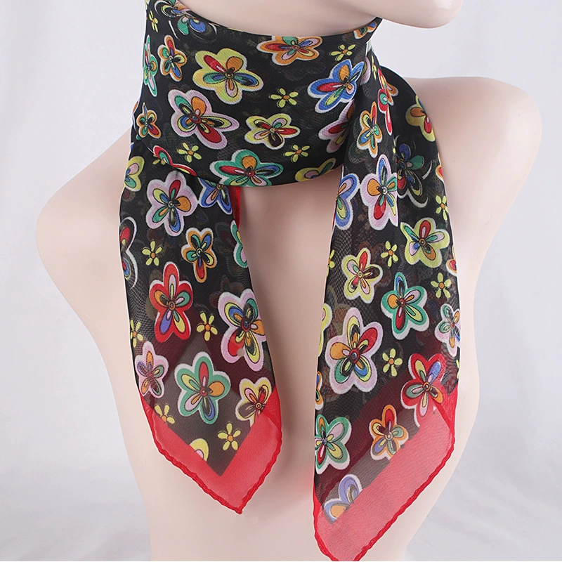 Весенне-осенний универсальный маленький квадратный шарф с цветами Ретро Модный Шелковый шарф с принтом Женский квадратный шарф с защитой шеи Новый солнцезащитный шарф