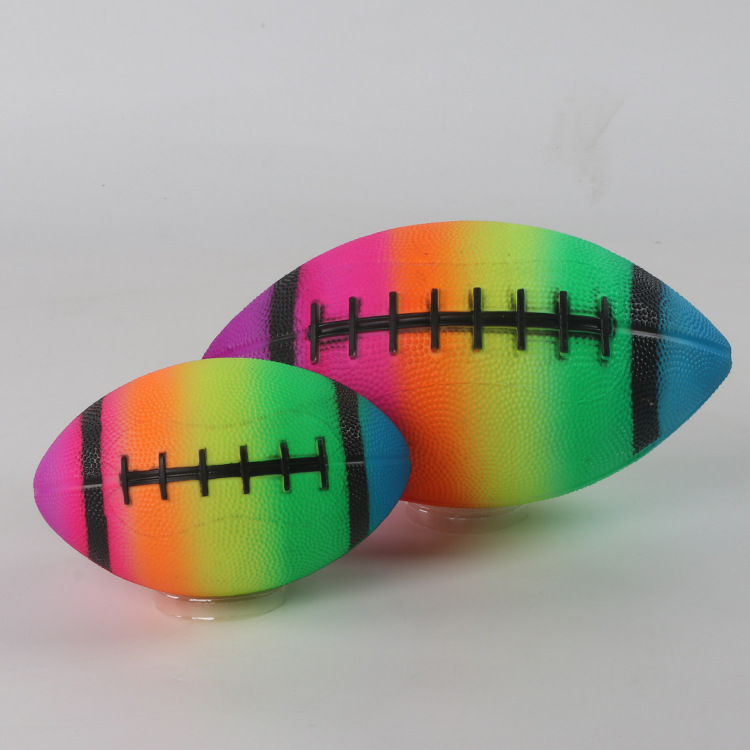 Cross-Border Rugby Pvc Stress Relief Toy Decompression American Children's Football Rainbow Slap Toy