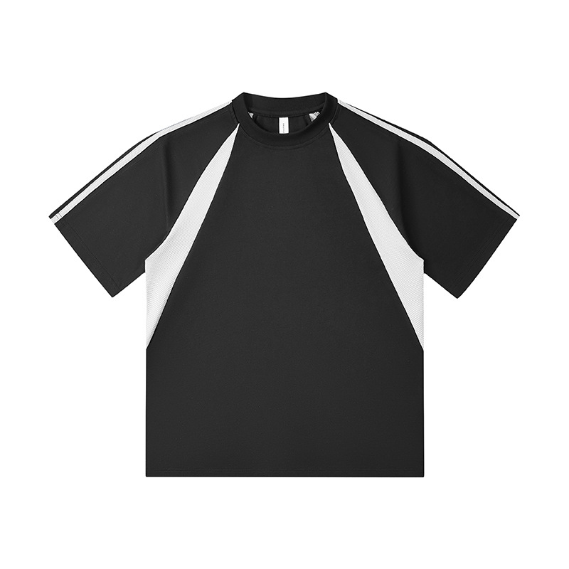 Transfronterizo tamaño europeo y americano de algodón mosaico camiseta deportiva 250G pesada camiseta de hombre de manga corta marca de moda personalizada