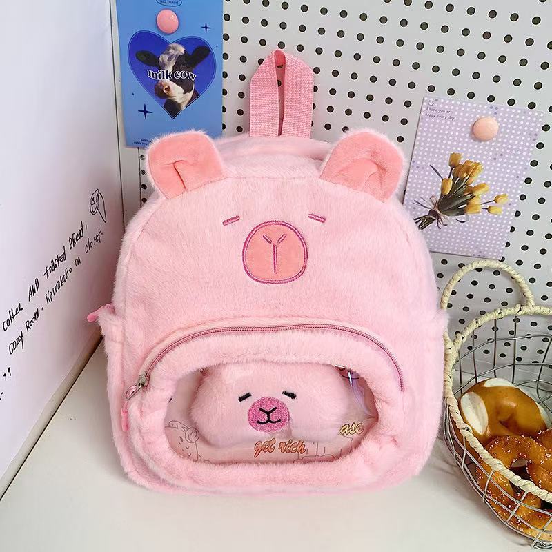 高颜値カピバラ人形ランドセルぬいぐるみバッグ漫画ポケットかわいいカピバラ収納袋|undefined