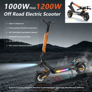 Factory wholesale European and American overseas warehouse 10inch Off-road electric scooter 2400W high power 48V long range shock absorption