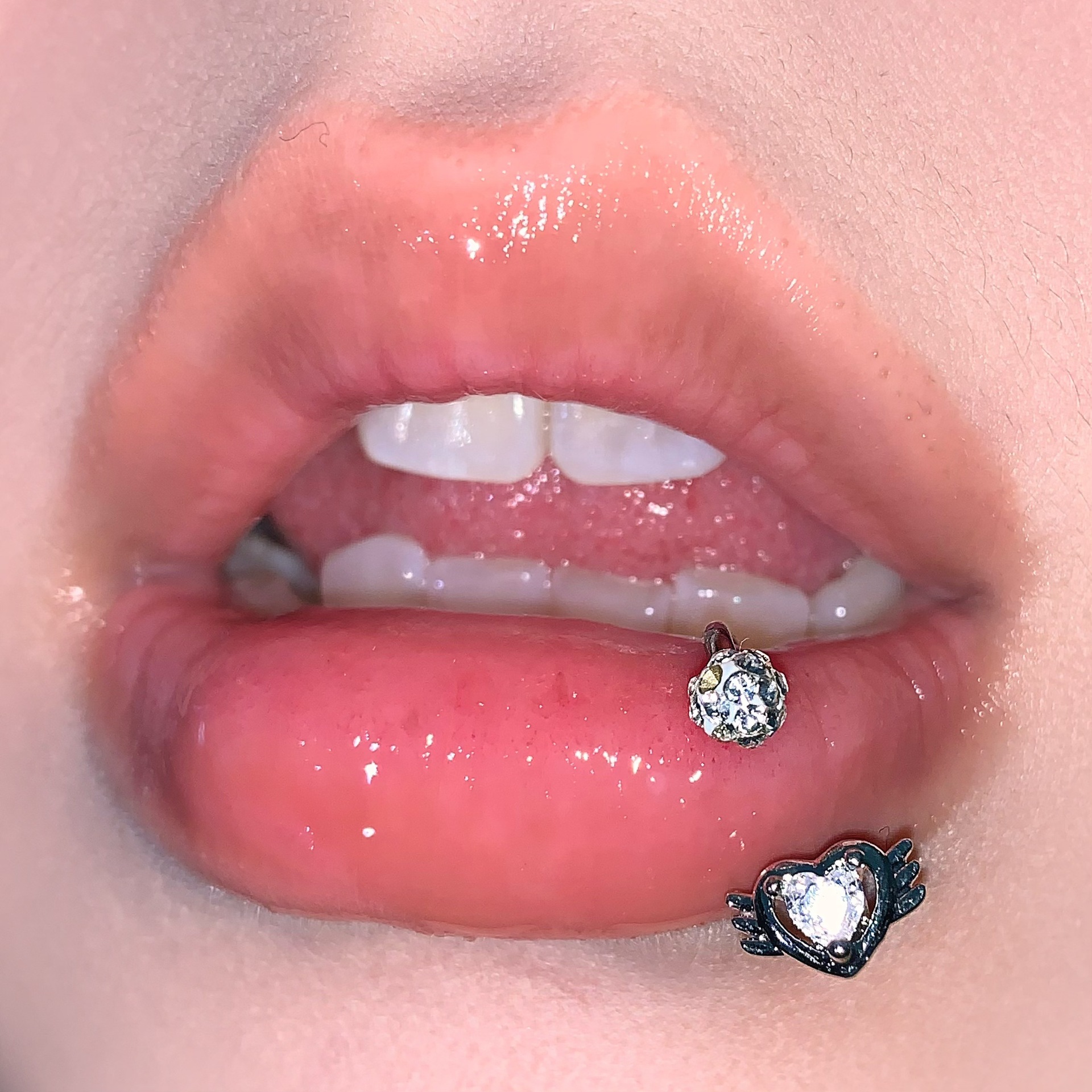 Pointed labret stud close-up product detail