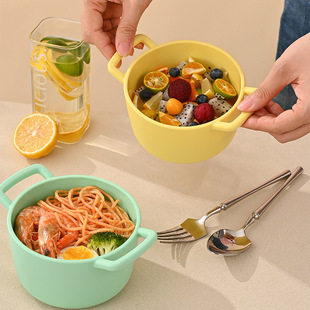 Food Grade Silicone Pot with Lid Microwave Heating Sealed Lunch Box Portable Lunch Box for Office workers Refrigerator Fresh-keeping Bowl