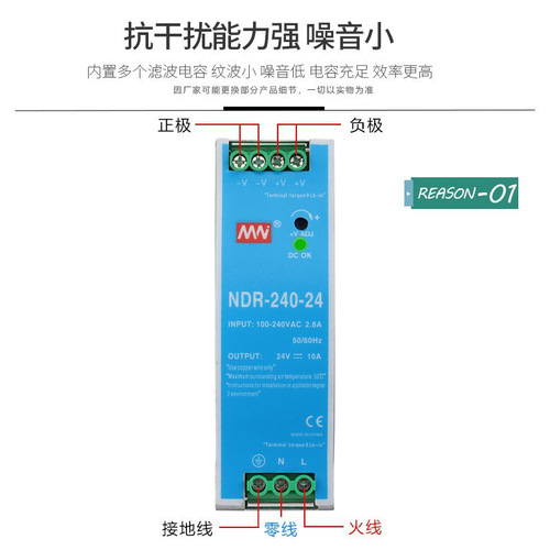 Brand new edr ultra-thin guide rail switching power supply 24V DC 12v5a full power track power supply factory direct sale