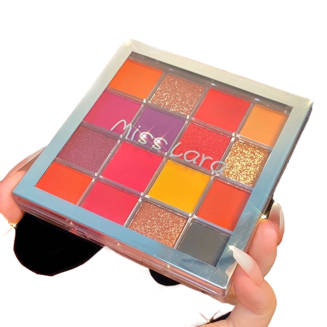 Cross-Border 16-Color Eyeshadow Palette with Matte and Fine Shimmer Metallic Luster, Beginner-Friendly Iridescent Eyeshadow Palette, Factory Direct Sale