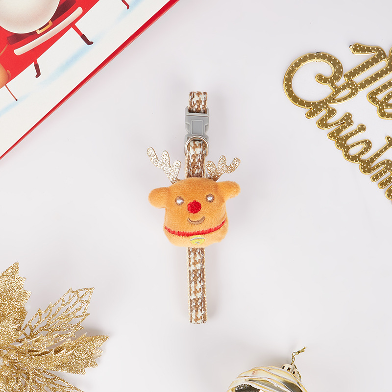 Nuevo collar de mascotas Teddy Bear pequeña cuerda de tracción de perros collar de Navidad collar de gatos fabricantes al por mayor