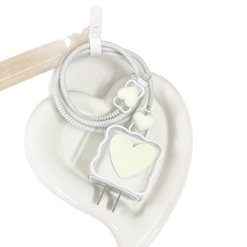 Apple 20W データケーブル保護カバー 14/15/16 高速充電ヘッドに適したグラデーションウェーブワイドラブハート|undefined