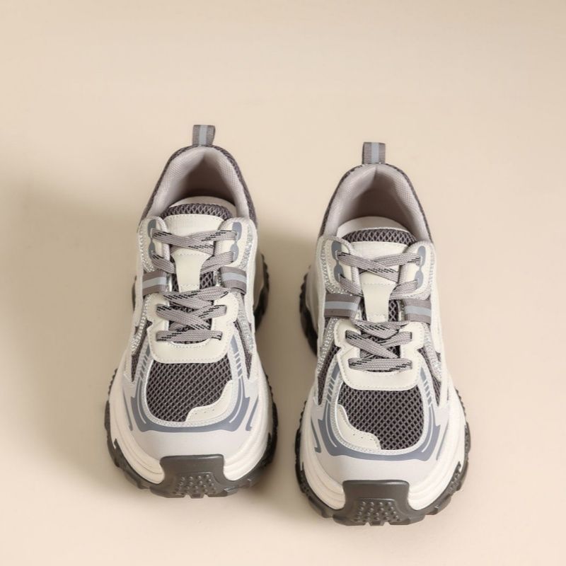Aumentar la altura de la parte inferior gruesa de los pies pequeños zapatos de papá para mujeres 2026 primavera nueva red transpirable zapatillas deportivas casuales ligeras