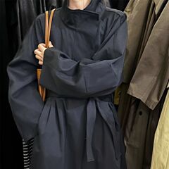 韩系慵懒风垂感宽松风衣外套女秋季新款小个子感休闲长款大衣