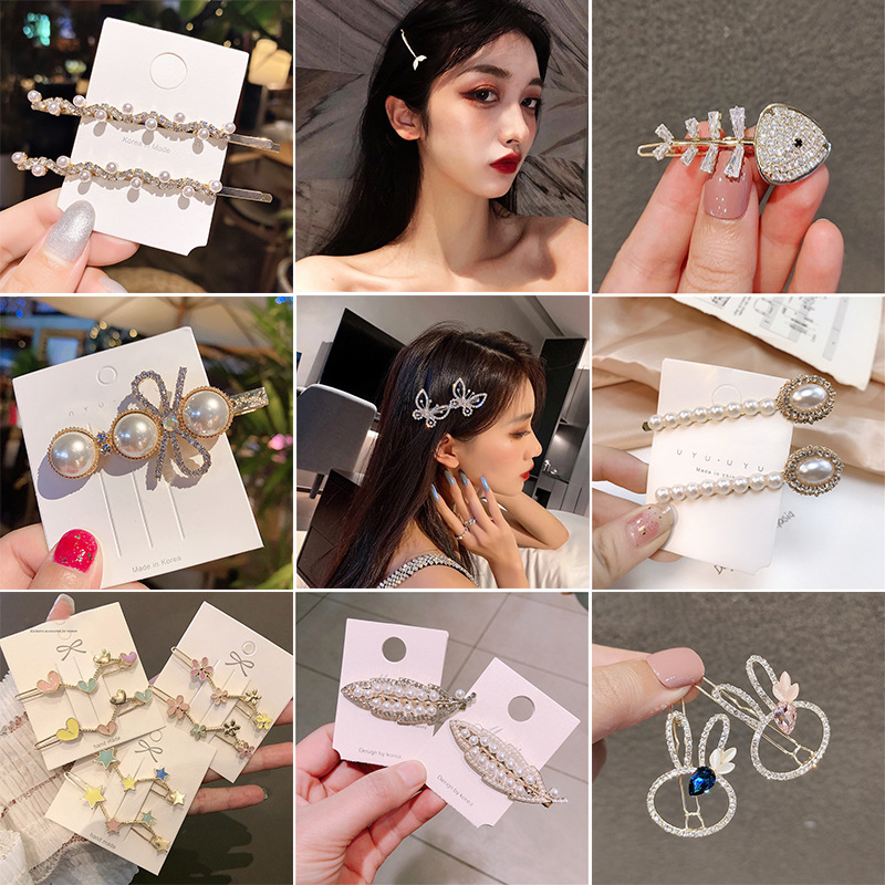 south korea ornament metal rhinestone butterfly barrettes retro temperament pearl hair accessories fairy rose hairpin zircon hair accessories