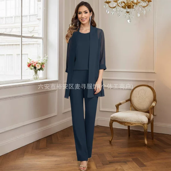 Cross-Border Amazon Fashion Women's Three-Piece Set for Daily Commuting, Party, Evening Dress, High-End Casual