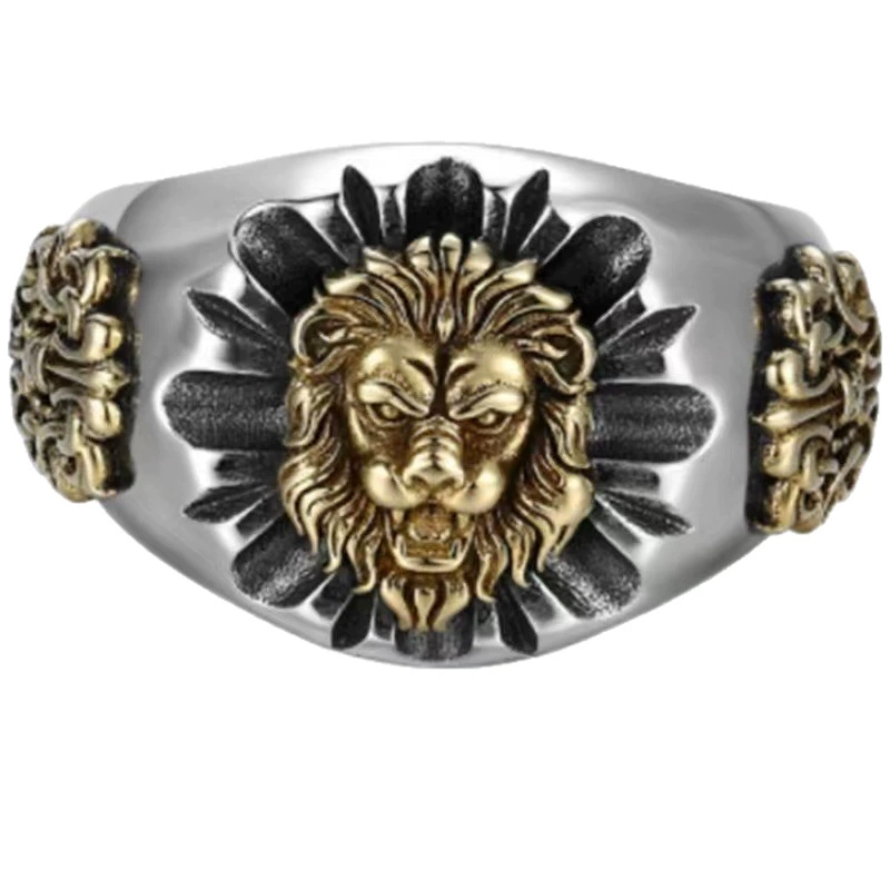 signet ring, регулируемое открытое дизайном с мотивом льва, винтажная мода
