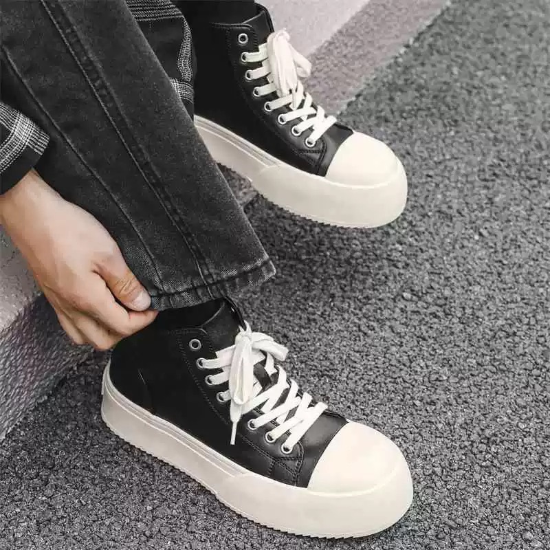 Baskets ShoeVault Big Toe décontractées, style américain urbain, semelle épaisse rehaussante, derby pour homme, collection 2025, polyvalentes et idéales pour les trajets quotidiens._voghion.com