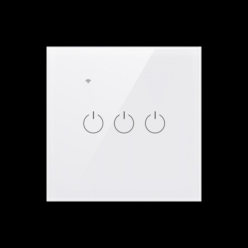 外贸82型欧标钢化玻璃面板插座暗装16A家用涂鸦智能触摸WiFi开关