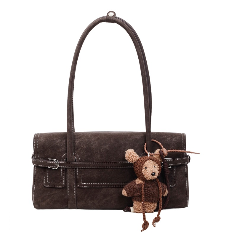 Bolsa de pan de moda roja de peluche de gran capacidad para mujeres 2026 nueva moda bolso de hombro de brazo de mano bolso de palo