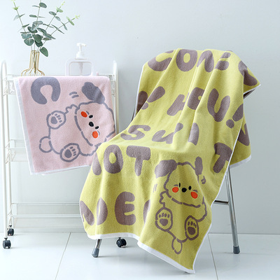 浴巾纯棉a类大浴巾 批发全棉提花卡通家用加厚加大70*140高阳毛巾
