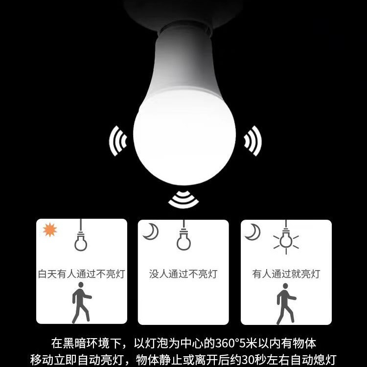 LEDレーダー誘導電球レーダー人体誘導音と光制御誘導廊下E27ネジ口紅外装人体|undefined