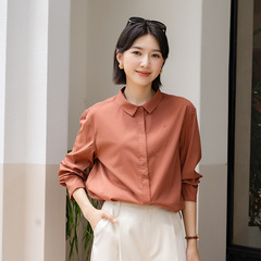 YUN韫长袖衬衫女秋季2025年新款职业通勤高级感正装翻领百搭上衣