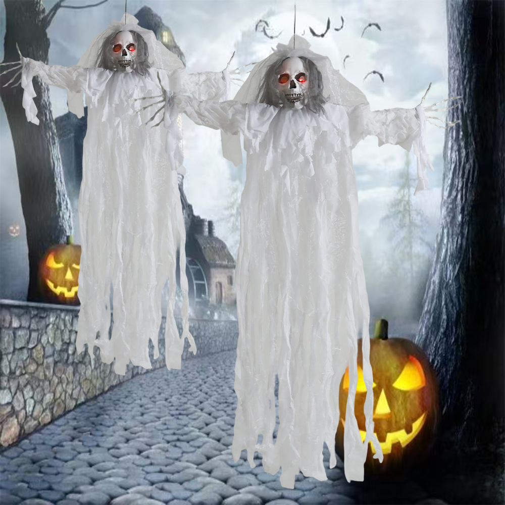 Halloween control de voz vibración gran colgante fantasma resplandor horror esqueleto muerte casa fantasma habitación secreta fiesta accesorios de decoración a gran escala
