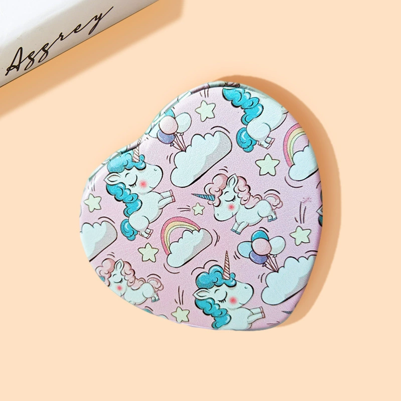 Double-sided Folding Handheld Mirror, Heart Pocket Design, Portable for Elementary Students