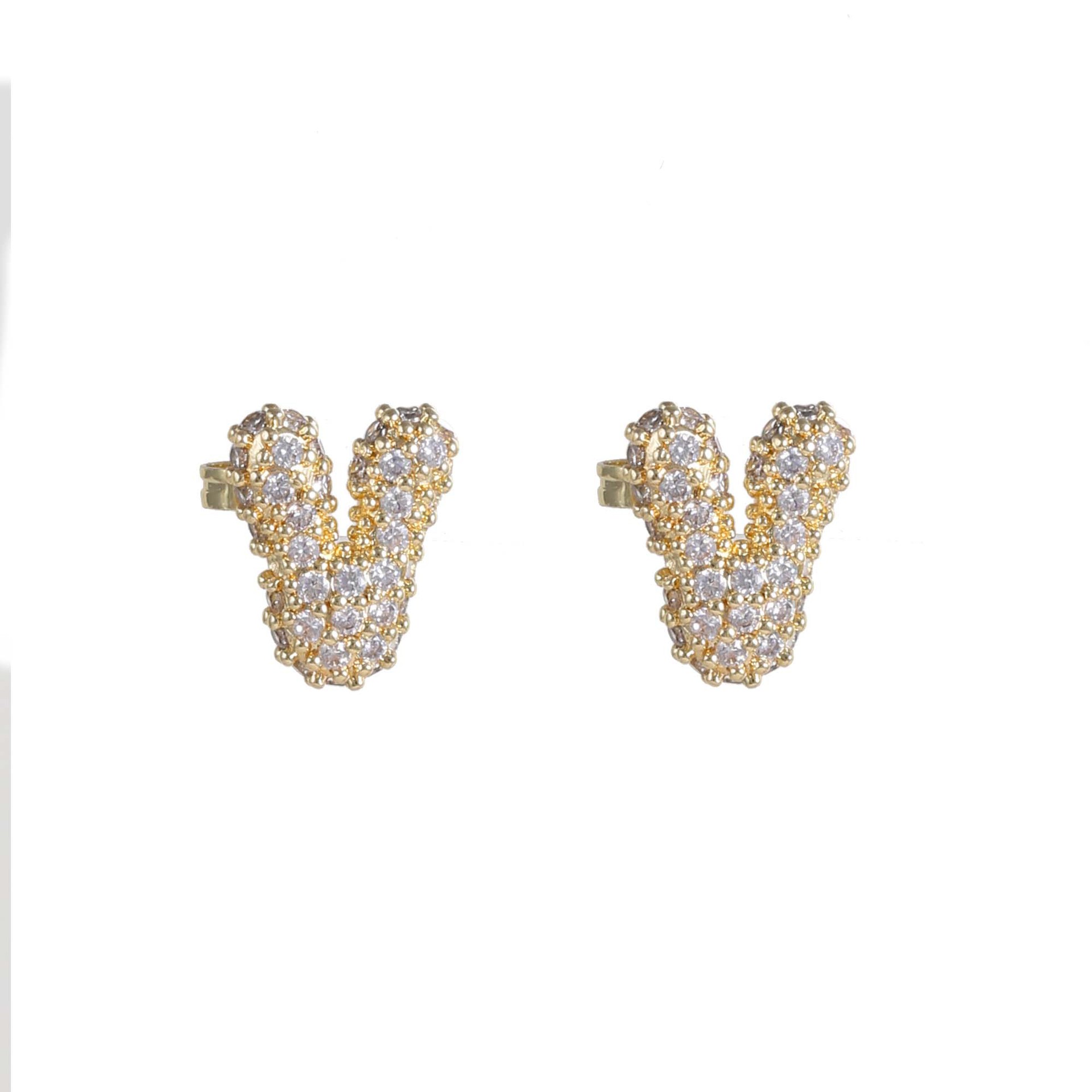 6g Weight Copper Ear Needle Material Ear Studs Classification 1 Pair Quantity Daily Occasion Copper Material Letter Pattern All Seasons Season Women's Gender Plating Design Classic Style Style 1 Pair Classic Style Letter Plating Copper Ear Studs 26